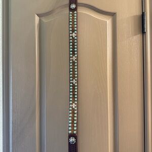 Brown Leather Weatern Belt with Turquoise Accents